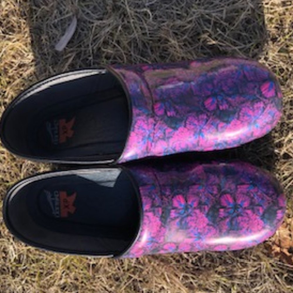 Purple Butterfly/Floral Dansko Clogs Size 40